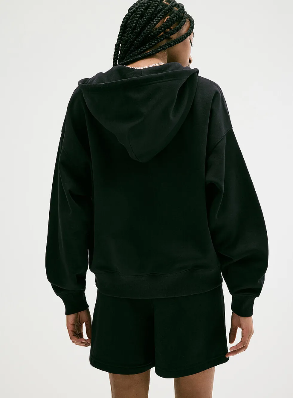 Loose zip fleece hoodie