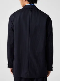 Loose-fit banker-striped blazer