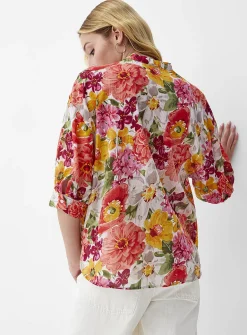 Lush bloom officer-collar shirt