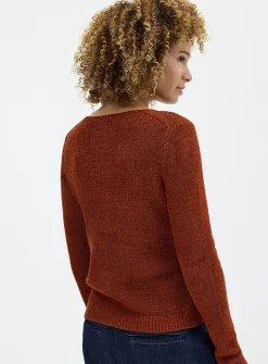 Lustrous ribbon-knit cardigan