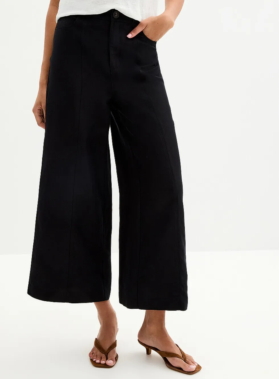 Lyocell-linen cropped pant