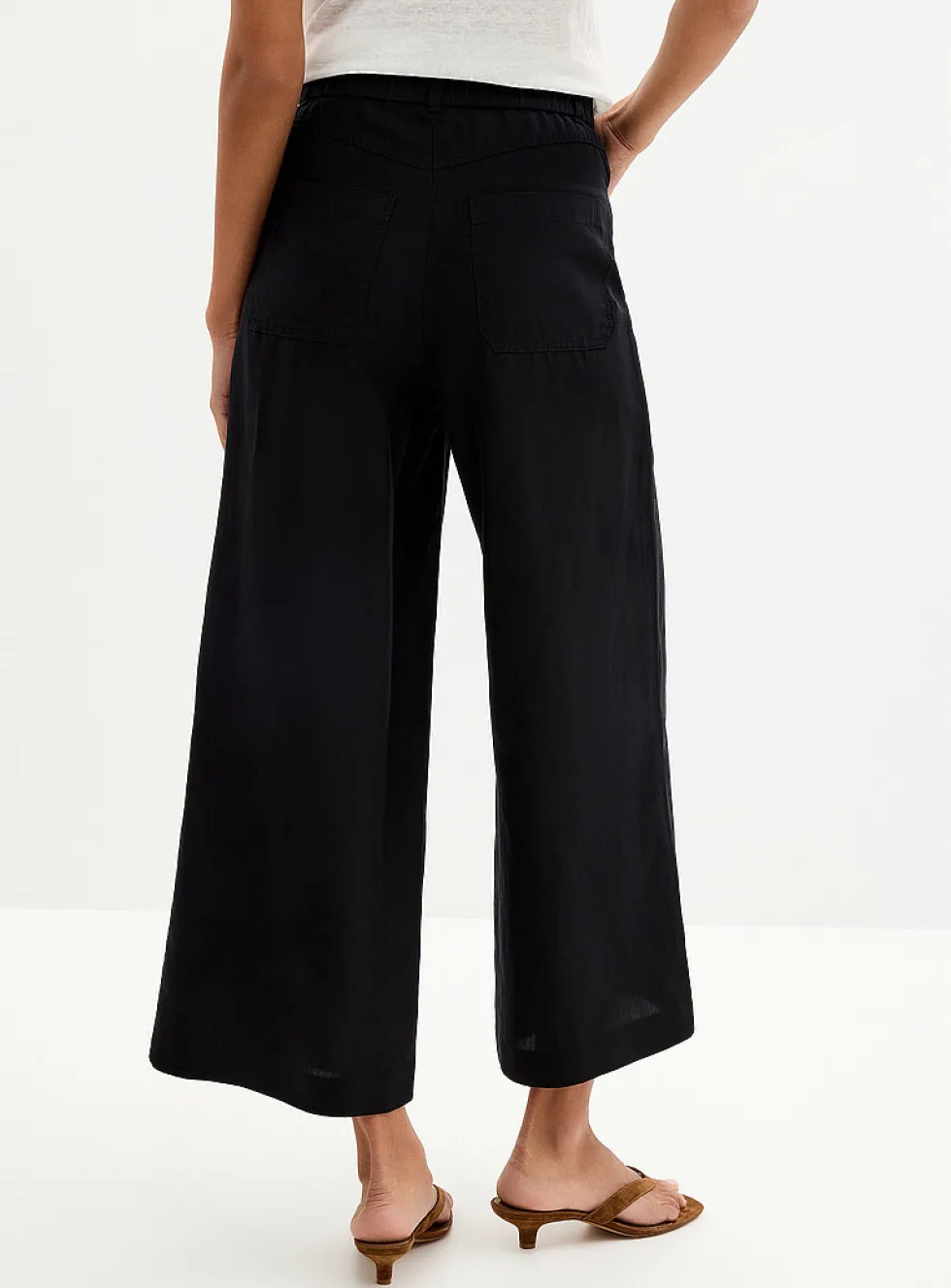 Lyocell-linen cropped pant