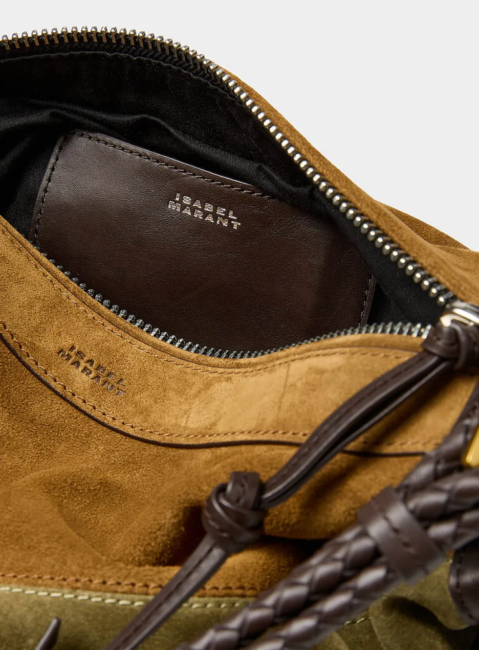 Maia three-colour suede shoulder bag