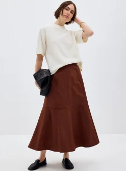 Malo hazelnut flared maxi skirt