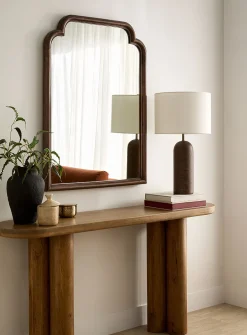 Mango wood arched mirror