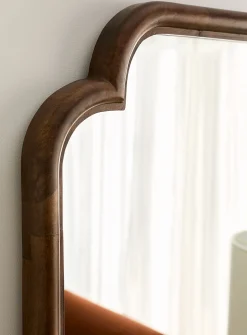 Mango wood arched mirror