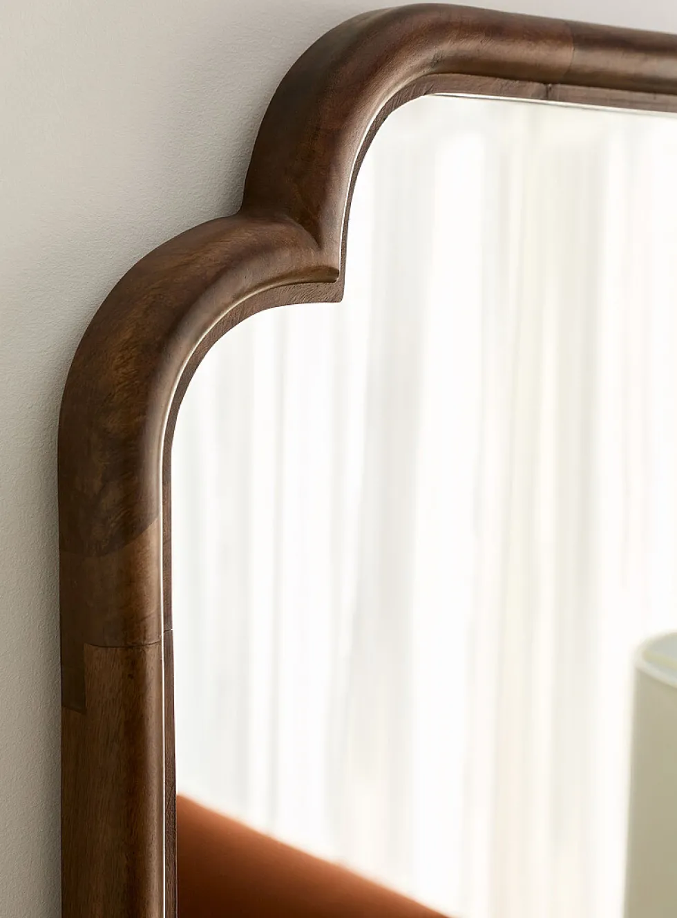 Mango wood arched mirror