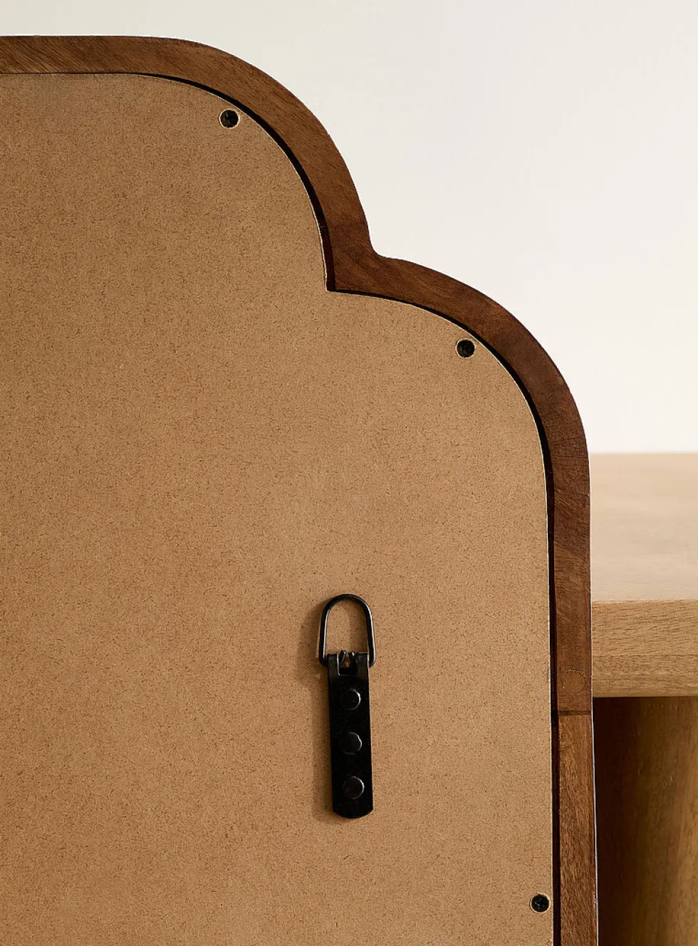 Mango wood arched mirror