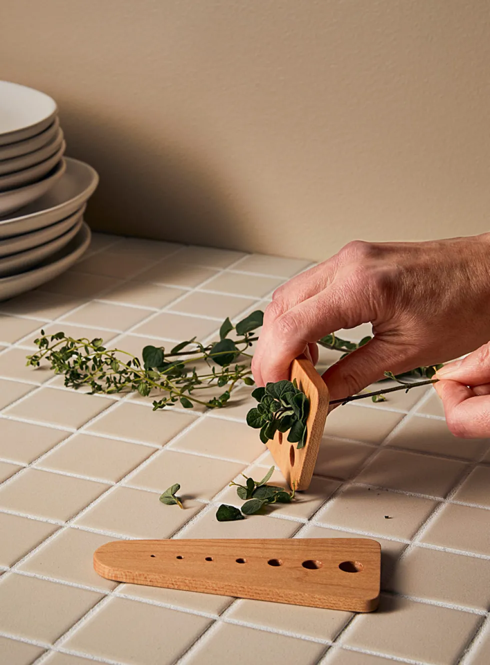 Maple wood herb stripper set
