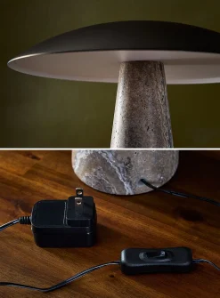 Marble and metal round table lamp