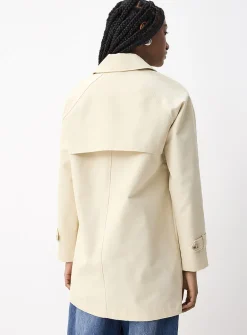 Marbled buttons straight-fit twill coat