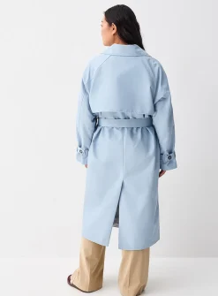 Marbled-button twill trench