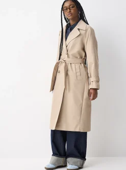 Marbled-button twill trench