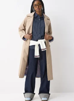 Marbled-button twill trench