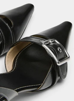Margot buckle leather slingback pumps