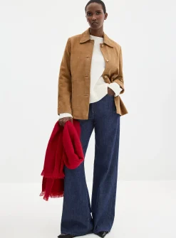 Matilda shirt-collar suede jacket