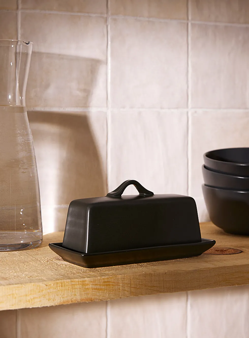 Matte ceramic butter dish