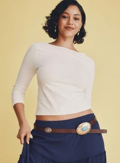 Medallion and turquoise-stone faux-leather belt