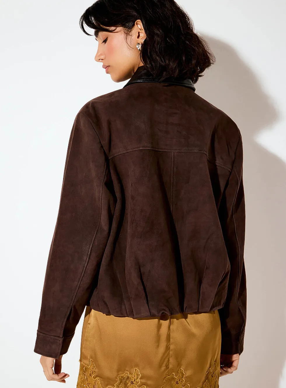 Merrick genuine suede bubble jacket