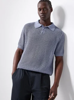 Mesh loose-knit polo