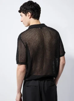 Mesh loose-knit polo