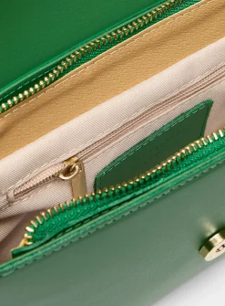 Metal buckle leather saddle bag