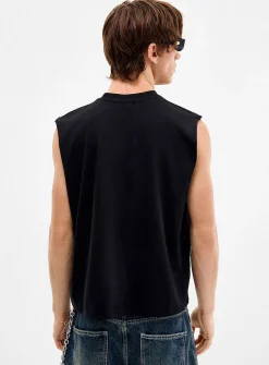 Metal eyelet muscle tee