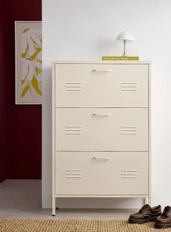 Metal locker-style shoe cabinet