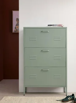 Metal locker-style shoe cabinet