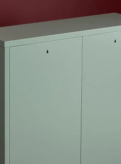 Metal locker-style shoe cabinet