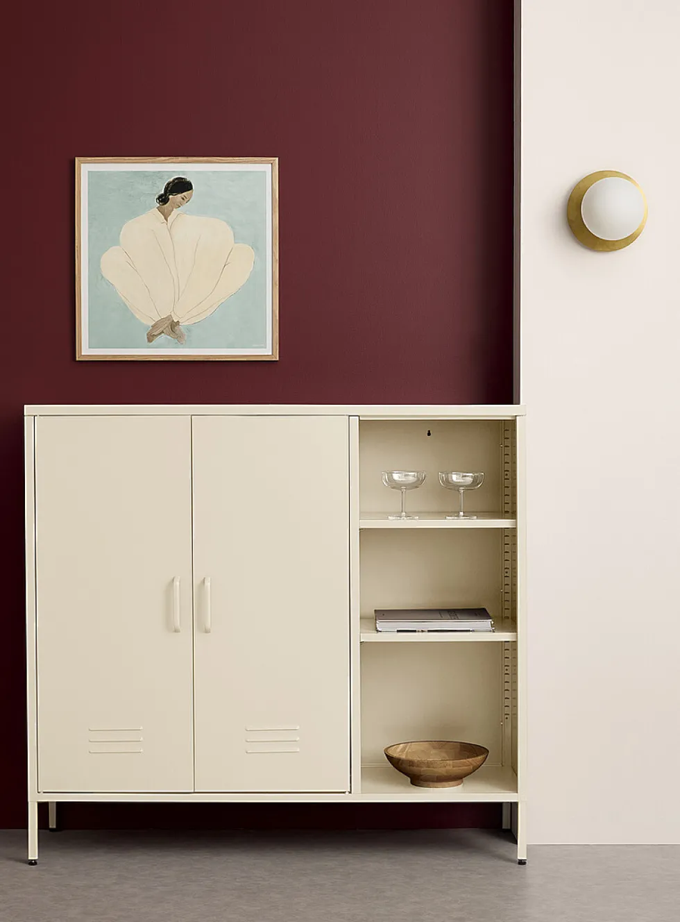 Metal locker-style sideboard
