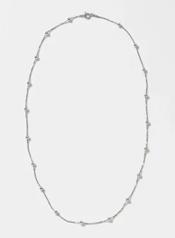 Metallic bead silver chain