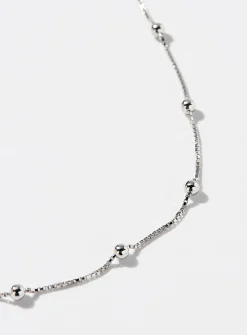 Metallic bead silver chain