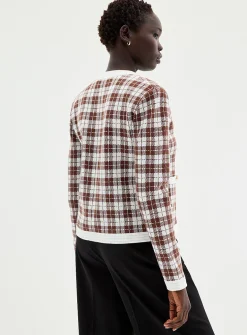 Metallic buttons jacquard cardigan