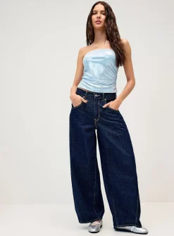 Metallic effect cropped tube top
