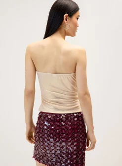 Metallic effect cropped tube top