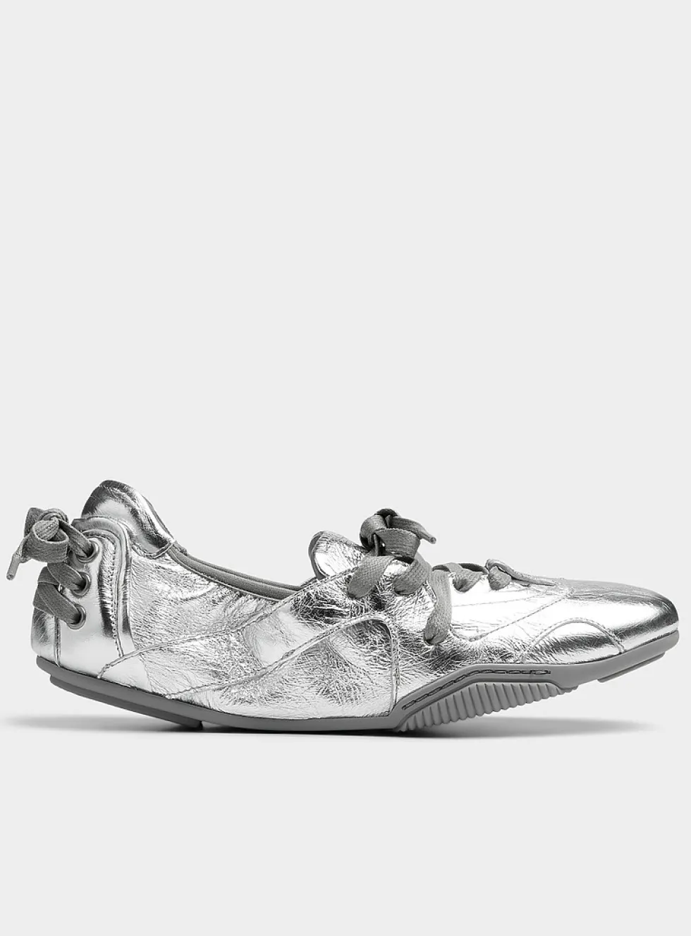 Metallic leather ballet flat sneaker