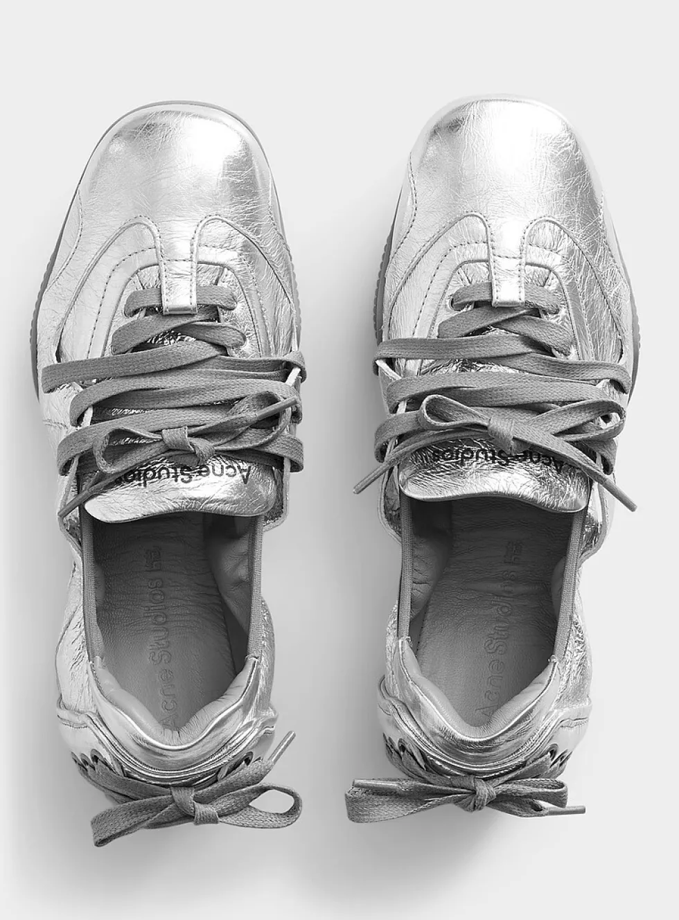 Metallic leather ballet flat sneaker
