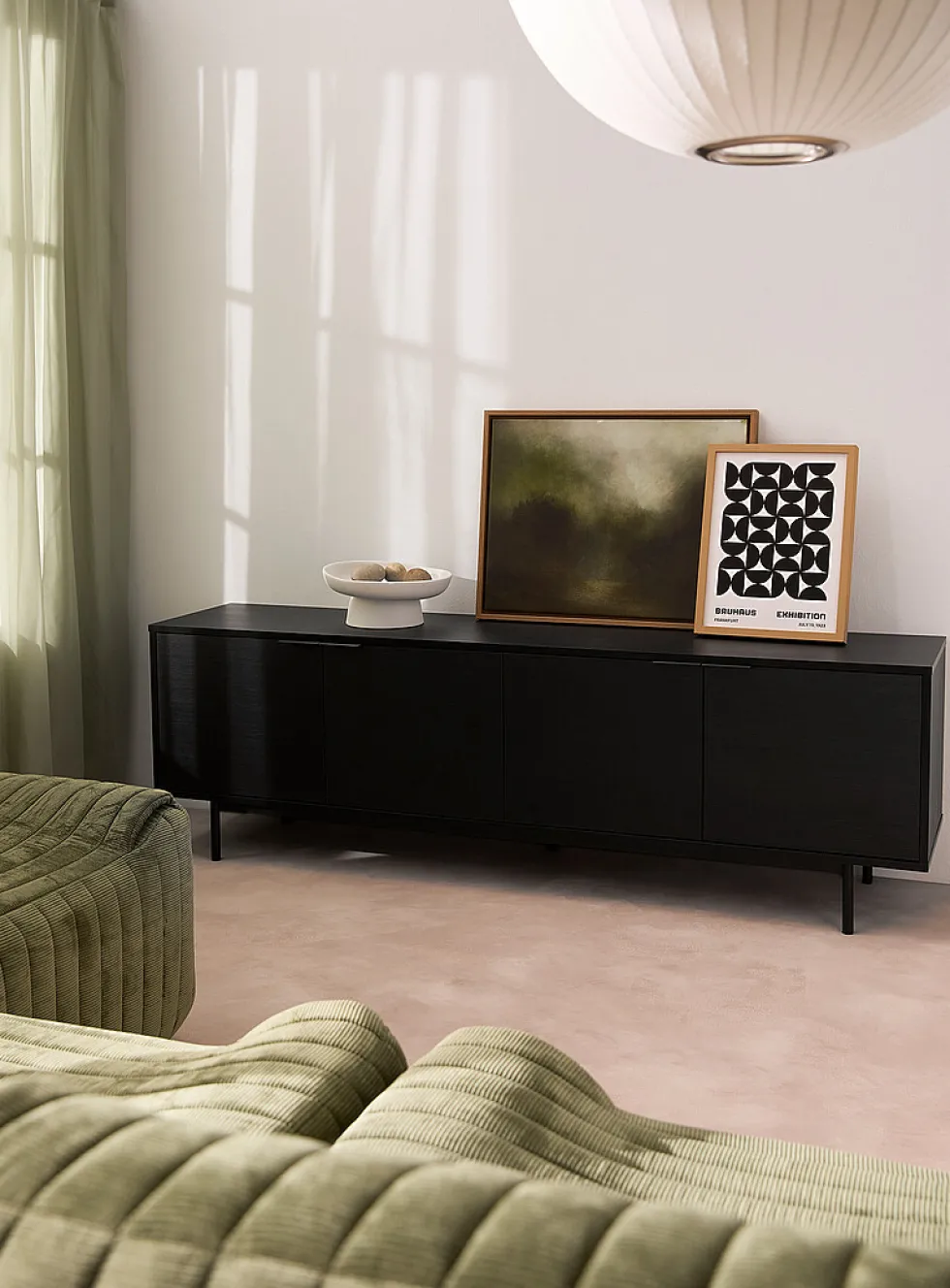 Metallic legs four-door minimalist TV unit