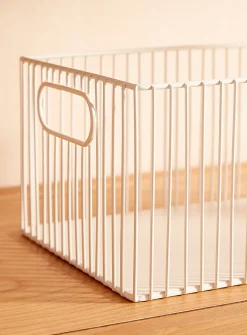Metallic rectangular basket