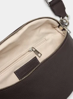 Metallic-accent pebbled leather belt bag