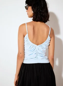 Microfibre V-neck ruched cami