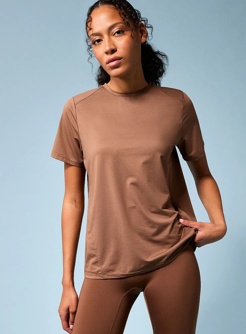 Micro-perforated short-sleeve T-shirt