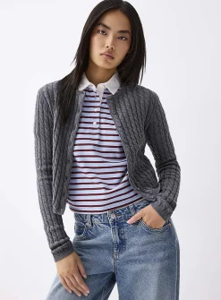 Mini-cable cropped cardigan