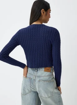 Mini-cable cropped cardigan