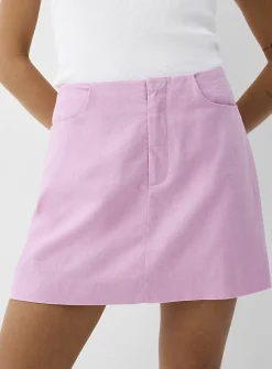 Minimalist linen-blend miniskirt