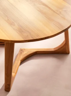 Minimalist rounded teakwood coffee table