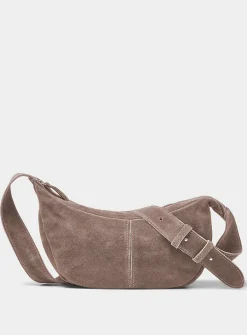Minimalist suede half-moon hobo bag