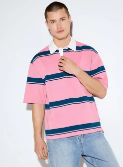 Mixed stripe rugby polo