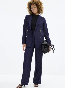 Moderne belted pintuck seam pant